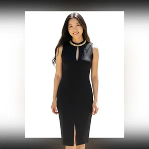 Forever 21 Black Midi Dress with Gold Detail thumbnail 4