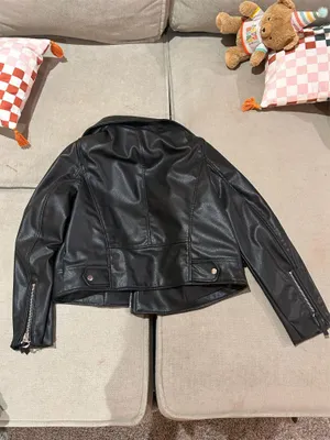 H&M Leather Jacket Black Faux thumbnail 2