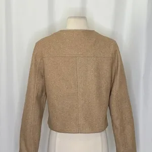 ZARA Cropped Jacket Light Brown Tan Gold Hammered Snaps Preppy Chic Small thumbnail 9