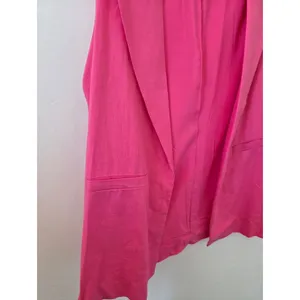 Happily Grey Pink Linen Sleeeveless Blazer Jacket Vest Open Front Spring Small thumbnail 3