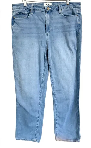 PAIGE Hoxton Slim Crop Jeans Women’s Sz 32 Light Wash High Rise Straight Ankle thumbnail 1