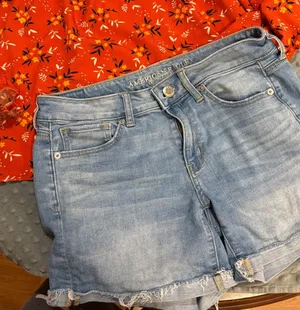 American Eagle Outfitters Light Wash Denim Boyfriend Shorts thumbnail 1
