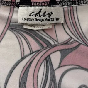 CDW Women's Sleeveless V-Neck Blouse XL Pink Black White Abstract Swirl thumbnail 8