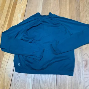 Hind‎ Running Womens Teal Quarter Zip Pullover Cropped Seamless Top Thumbholes thumbnail 5
