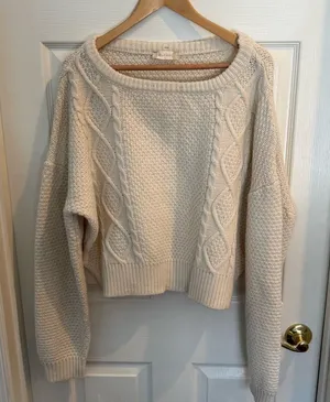 Altar'd State Cream Cable Knit Sweater thumbnail 1