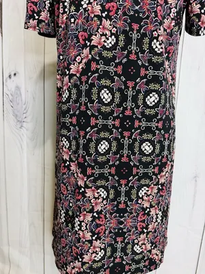 BCBGeneration Womens Size L Floral Short Sleeve A-Line Dress Mock Neck thumbnail 7