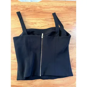 Great Jones‎ Black Bustier Crop Top Structured Corset Back Zip XS Going Out Top thumbnail 4