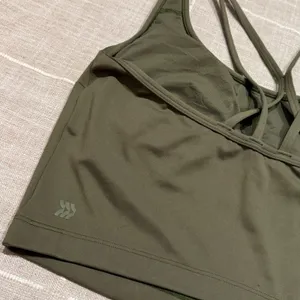 All In Motion Light Support Strappy Crop Sports Bra Top Olive Green Size M thumbnail 8