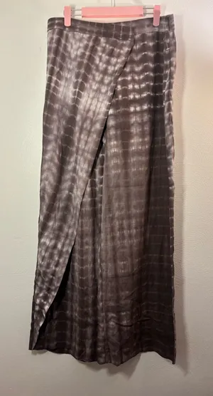 Zara Wide-Leg Tie-Dye Wrap Pants in Charcoal Size Large thumbnail 1
