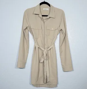 Abercrombie Tan Utility Button-Up Long Sleeve Dress thumbnail 2