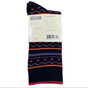 Bombas Black With Multicolor Geometric Lines Crew Socks Size Large thumbnail 2