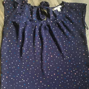 Lauren Conrad sheer top size medium, colors are navy blue, yellow, pin… thumbnail 1