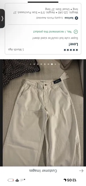 A&F Cream wide leg jeans thumbnail 3