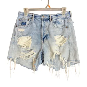 American Eagle Womens Size 6 90s Boyfriend Shorts Blue Denim Distressed Cut Off thumbnail 2