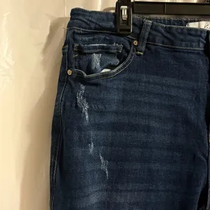 Kancan High‎ Rise Frayed Hem Cropped Jeans Size 2XL Dark Wash Raw Hem KC7340D-P thumbnail 3