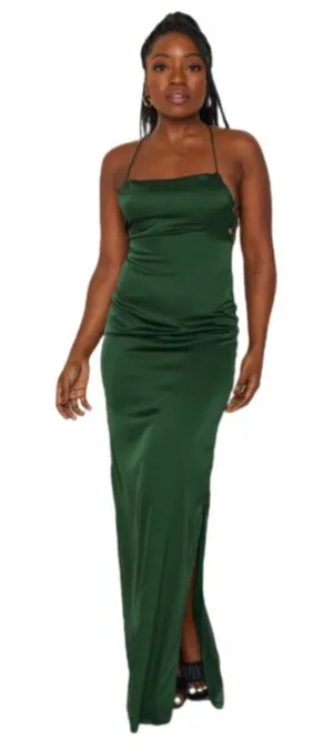 THE EDIT beginning boutique green satin Manhattan slip dress S EVENING EVENT thumbnail 1