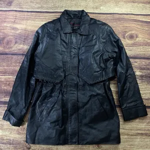 Phase Two Black Leather Jacket Womens Medium Full Zip Pockets thumbnail 1