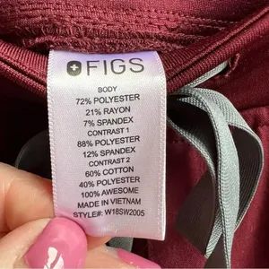 Figs Zamora Jogger Scrub Pants Burgundy Drawstring Waist Slim Fit Pant Small thumbnail 8