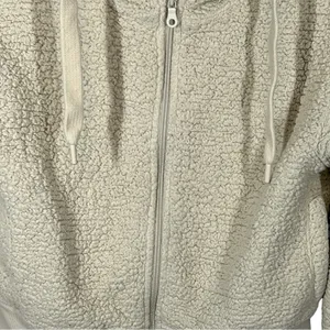 Aerie Offline Sherpa Teddy Jacket Oatmeal Cream Cropped Hoodie Small thumbnail 5