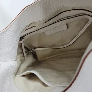Michael Kors Womens Bag White Pebbled Leather Shoulder Hobo Fold Over Buckle thumbnail 8