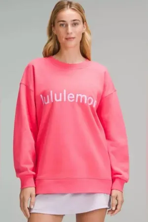 Lululemon Perfectly Oversized Crew Glazed Pink Sweatshirt Wordmark Size 4 thumbnail 1