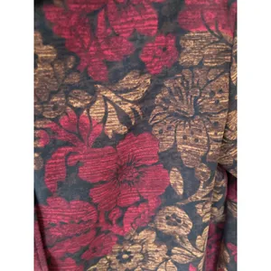 Briggs New York Floral Tapestry Print‎ Button Front Jacket Burgundy Brown Large thumbnail 2