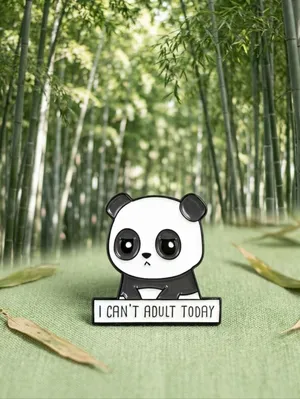 Panda I Can’t‎ Adult Today Brooch Pin Enamel Black/White thumbnail 3