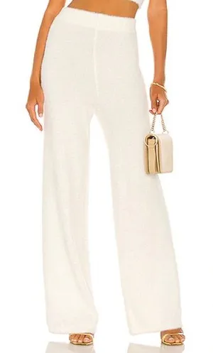 Amanda Uprichard Charlett Cozy Pant Ivory Off White Furry Fuzzy Pants Medium thumbnail 1