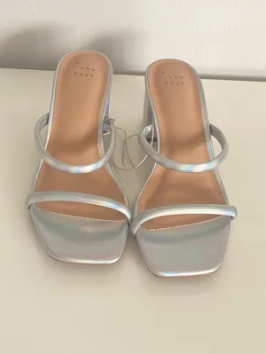 a new day Holographic Metalic Strappy Block Heel Sandal thumbnail 3