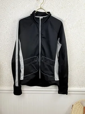 Alo Yoga Vintage Black & Gray Activewear Pocket Track Jacket - Size - Medium thumbnail 1