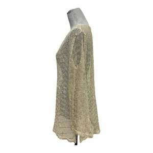 LA BLANCA By Rod Beattie Gold Mesh Net Swim Cover Up gold color size M thumbnail 3
