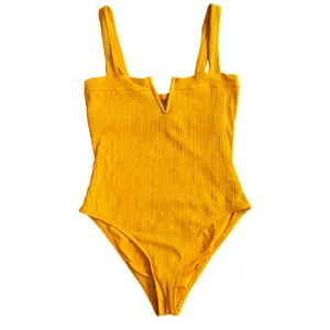 L*Space Cha Cha One Piece Swimsuit Women 8 Yellow Ribbed Beach Resortwear Luxury thumbnail 4
