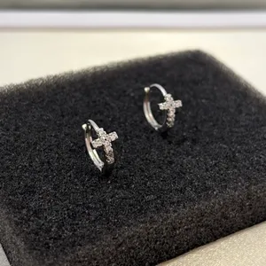 13mm Cross Hoop Earrings for Men Women Streetwear Punk Hip Hop Unisex Earrings thumbnail 3
