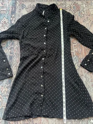 Free People This Town Printed Button Down Dress Black and White Polka Dot Medium thumbnail 9