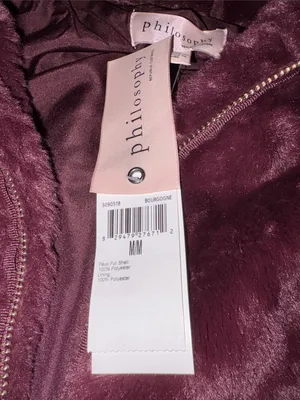 NWT Nordstrom Philosophy Faux Fur Coat Size Medium Burgundy thumbnail 5