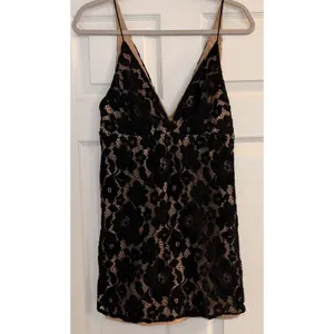 Free People Sz‎ 2 Dangerous Love Mini Dress Black Lace WhimsiGoth Dark Fairycore thumbnail 3
