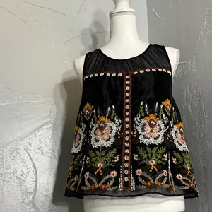 Floreat Black Sheer Floral Blouse Size 4 thumbnail 9