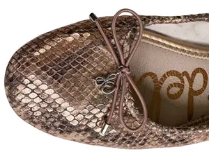 EUC Sam Edelman Leather Felicia Ballet Flats Rose Gold Snakeskin Size 10 thumbnail 2