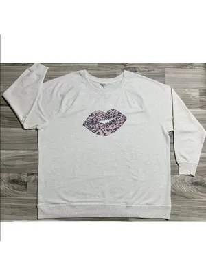 WILDFOX Leopard print kiss lips oversized statement sweatshirt size XL thumbnail 3