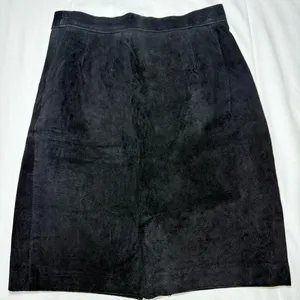 Vintage Erez Leyy Black Suede Leather Short Pencil Skirt Size 10 Sexy Party thumbnail 1