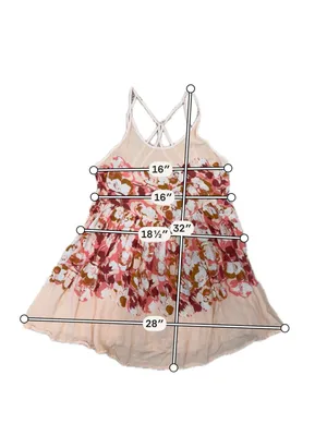 Free People Intimately Voile Floral Slip Mini Tunic Dress Peach XS Boho Rayon thumbnail 6