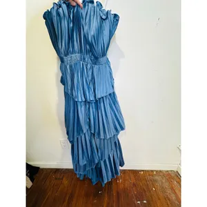 AMUR Dusk Blue Romantic Silhouette Cascading Tiers Strapless Janey Gown size 6 thumbnail 3