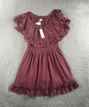 Babydoll Dress Women Large‎ Tiered Ruffle Textured Boho Coquette thumbnail 1