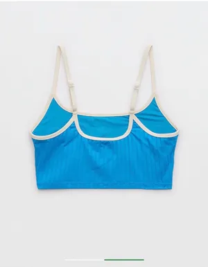 Aerie Real Good Blue Ribbed Scoop Bikini Top thumbnail 5