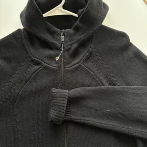 Lululemon‎ Knit Full Zip Hoodie Women Black Cashmere Blend Ribbed Sweater thumbnail 6