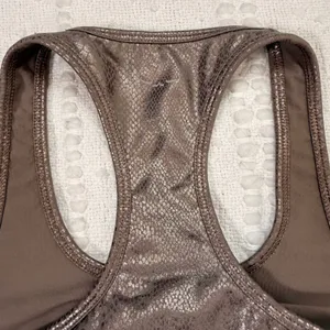 Beyond Yoga Womens Metallic Snakeskin Racerback‎ Crop Top Shelf Bra Bronze Small thumbnail 6