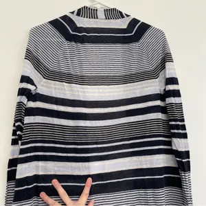 ANN TAYLOR LOFT Striped Fine Knit Open Cardigan Blue / Periwinkle ? Navy Sweater thumbnail 16