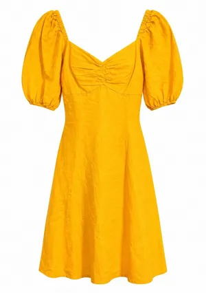 The Drop Nala Mango Linen Puff Sleeve Mini Dress Small NWT thumbnail 1