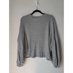 Altar'd State Women's V Neck Sweater Balloon Sleeves Gray Size M Pullover thumbnail 4