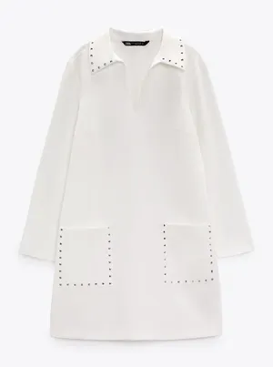 ZARA Studded Polo Collar Dress thumbnail 2